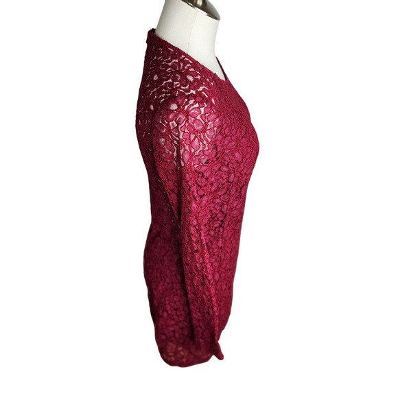 Talula Lace Long Sleeve Mini Dress Women's Size 8 Burgundy Red - Picture 4 of 11